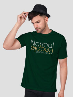 Bgreen Cotton Normal People Scares Me Men Gold Printed T-shirt