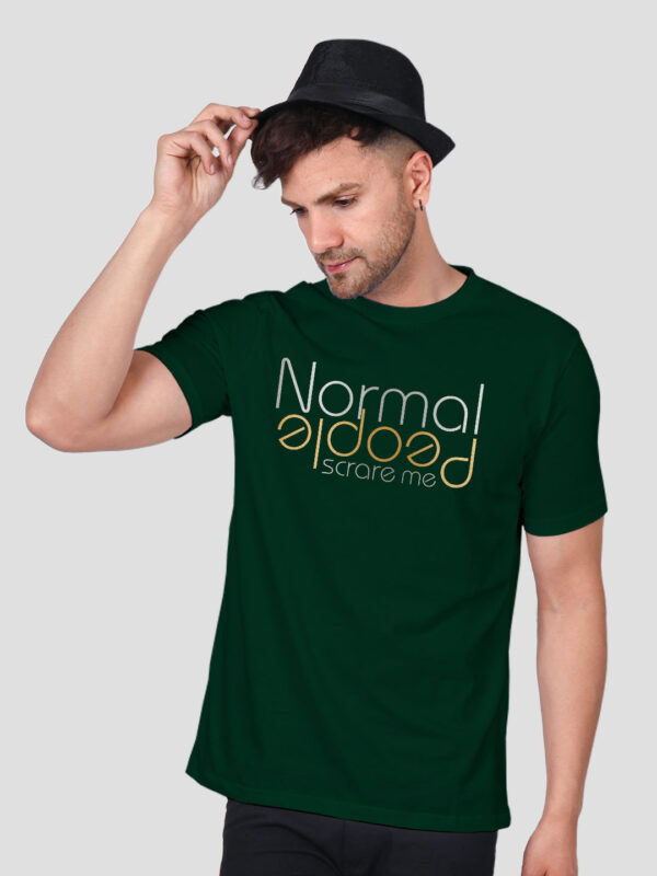 Bgreen Cotton Normal People Scares Me Men Gold Printed T-shirt