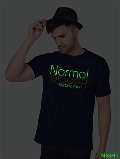 Nblue Cotton Normal People Scares Me Men Glow in Dark T-shirt
