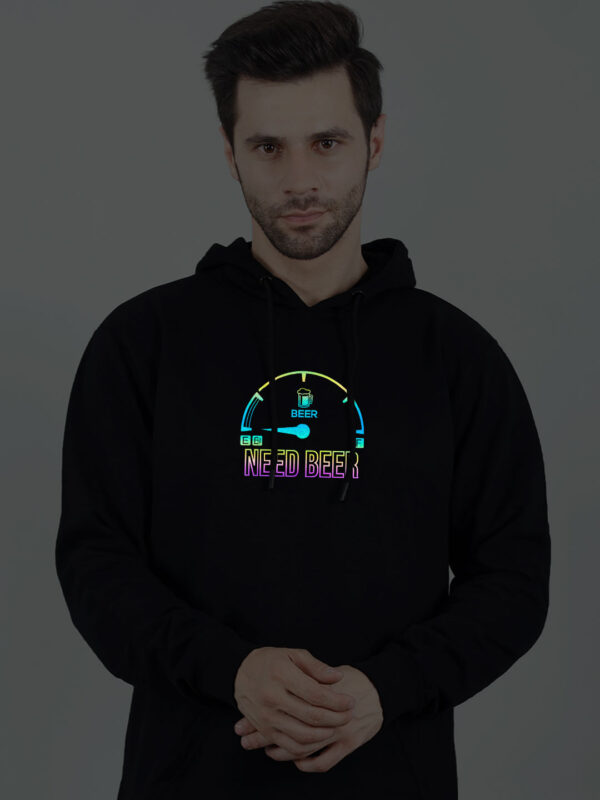 Need Beer Rainbow Reflective Man Black Hoodie - Image 1