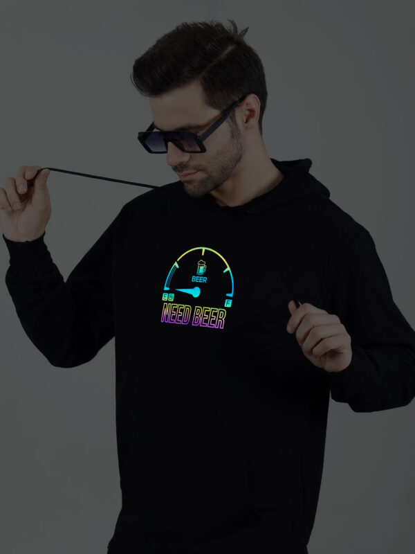 Need Beer Rainbow Reflective Man Black Hoodie - Image 3