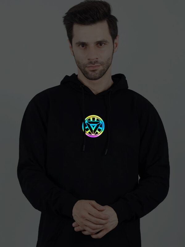 Arc Reactor  Rainbow Reflective Man Black Hoodie - Image 1