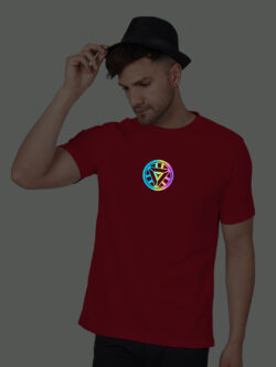 Red Cotton Arc Reactor Men Rainbow Reflective T-shirt