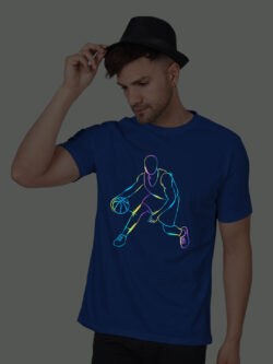 Rblue Cotton Basket Ball player Men Rainbow Reflective T-shirt