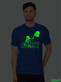 Rblue Cotton Ghost Beer Men Glow in Dark T-shirt