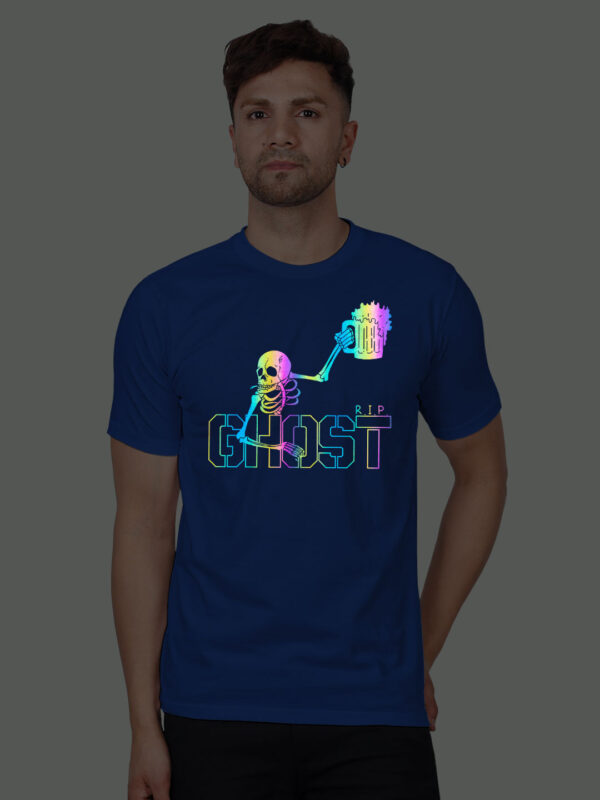 Rblue Cotton Ghost Beer Men Rainbow Reflective T-shirt