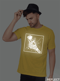 Yellow Cotton Rose in Sky Men Reflective T-shirt