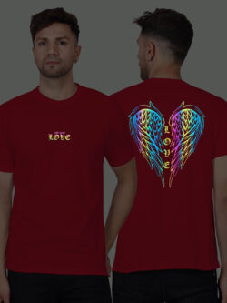 Red Cotton Love Wings Men Rainbow Reflective T-shirt