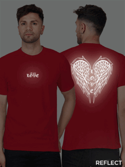 Red Cotton Love Wings Men Reflective T-shirt