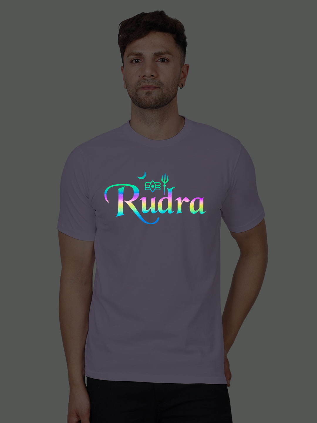 Lavender Cotton Rudra Name Men Rainbow Reflective T-shirt