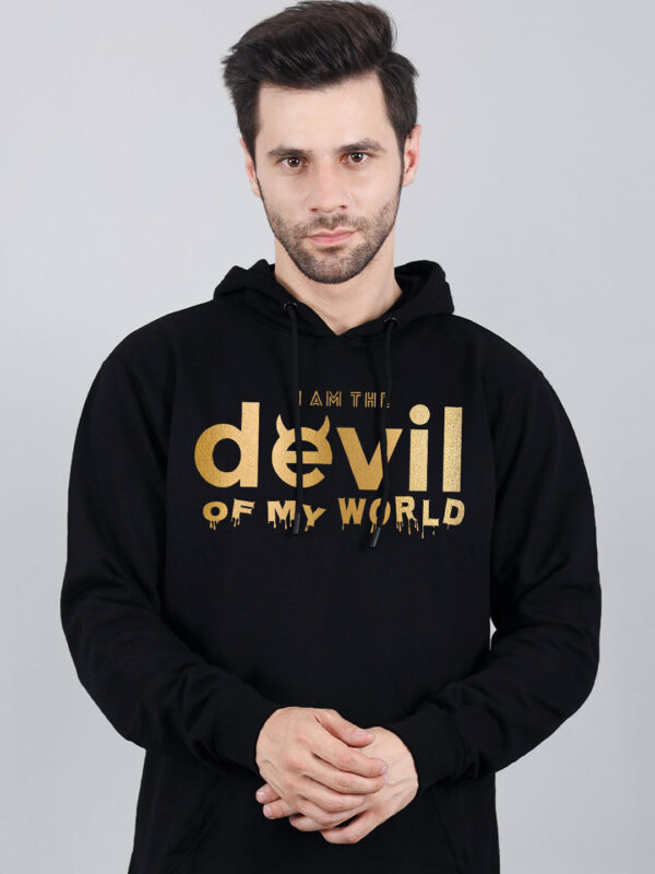 Devil Hoodie Metalic Gold Print - Image 1