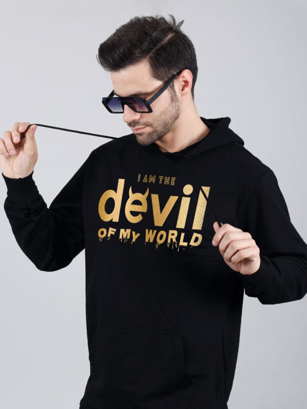 Devil Hoodie Metalic Gold Print - Image 2