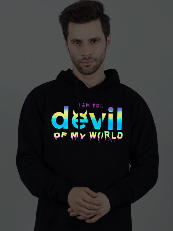 Devil Rainbow Reflective Man Black Hoodie - Image 1