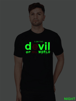 Black Cotton Devil Men Glow in Dark T-shirt