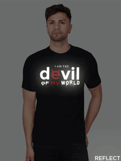 Black Cotton Devil Men Reflective T-shirt