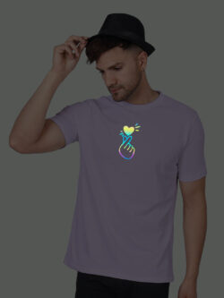Lavender Cotton Koren Love Symbol Men Rainbow Reflective T-shirt