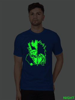 Rblue Cotton Naruto Men Glow in Dark T-shirt