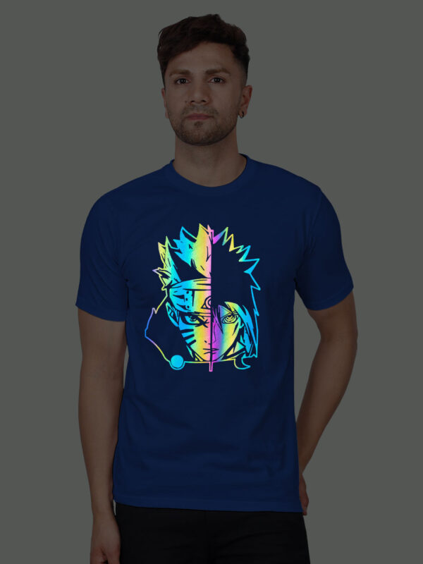 Rblue Cotton Naruto Men Rainbow Reflective T-shirt