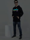 Mahakaal Rainbow Reflective Man Black Hoodie - Image 5