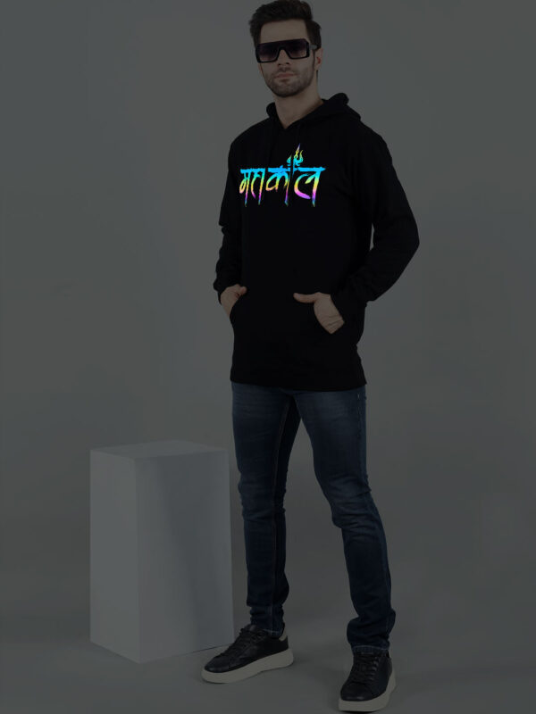 Mahakaal Rainbow Reflective Man Black Hoodie - Image 5