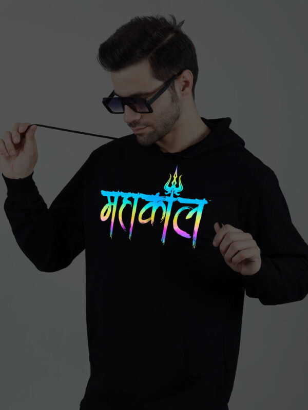 Mahakaal Rainbow Reflective Man Black Hoodie - Image 3