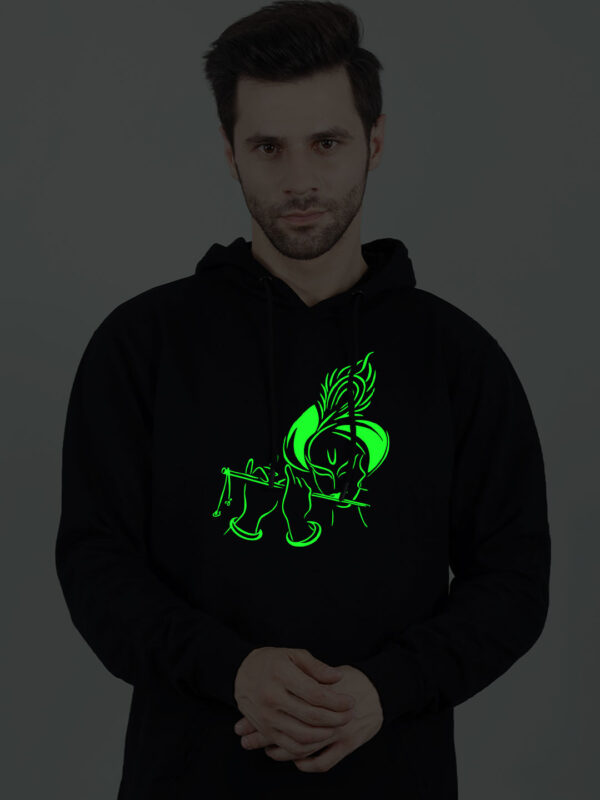 Flute Krishna Glow in Dark Man Hoodie - Image 3