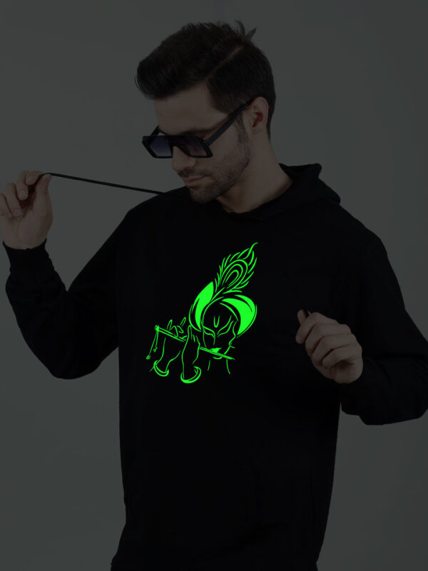Flute Krishna Glow in Dark Man Hoodie - Image 5