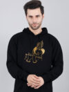 Flute Krishna Hoodie Metalic Gold Print