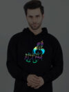 Flute Krishna Rainbow Reflective Man Black Hoodie