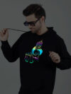 Flute Krishna Rainbow Reflective Man Black Hoodie - Image 3