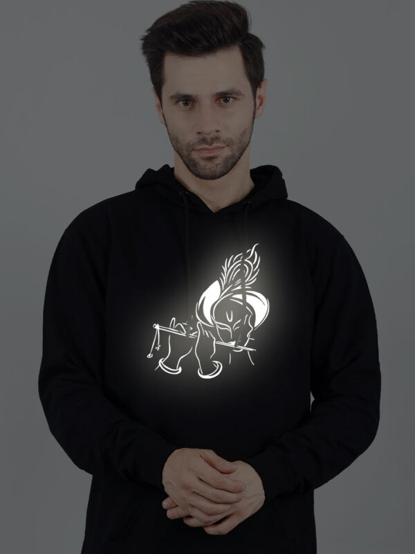 Flute Krishna Reflective Man Hoodie - Image 3