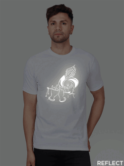 White Cotton Flute Krishna Men Reflective T-shirt
