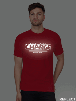 Red Cotton Charge Please wait Men Reflective T-shirt