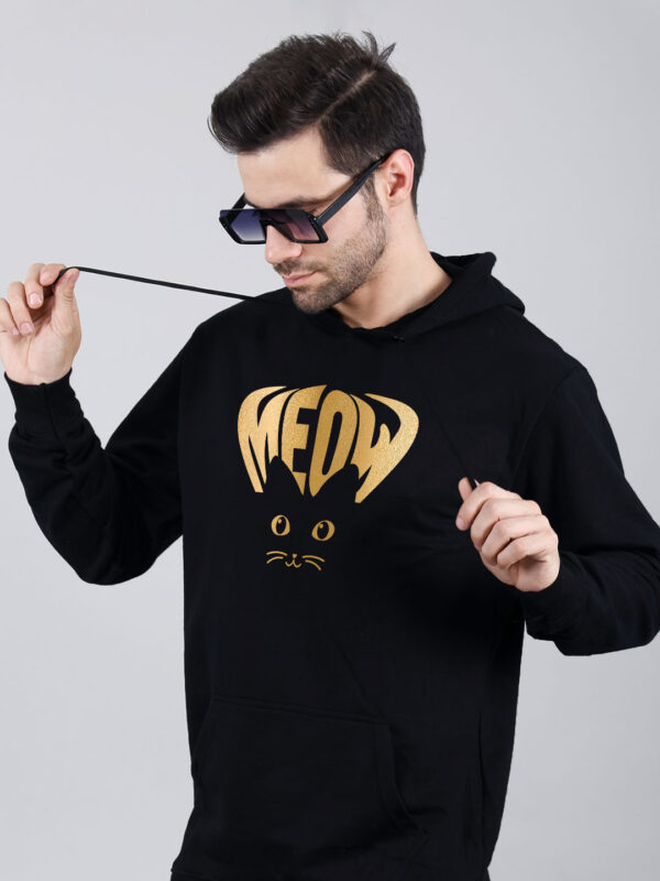 Meow Cat Eye Hoodie Metalic Gold Print - Image 2