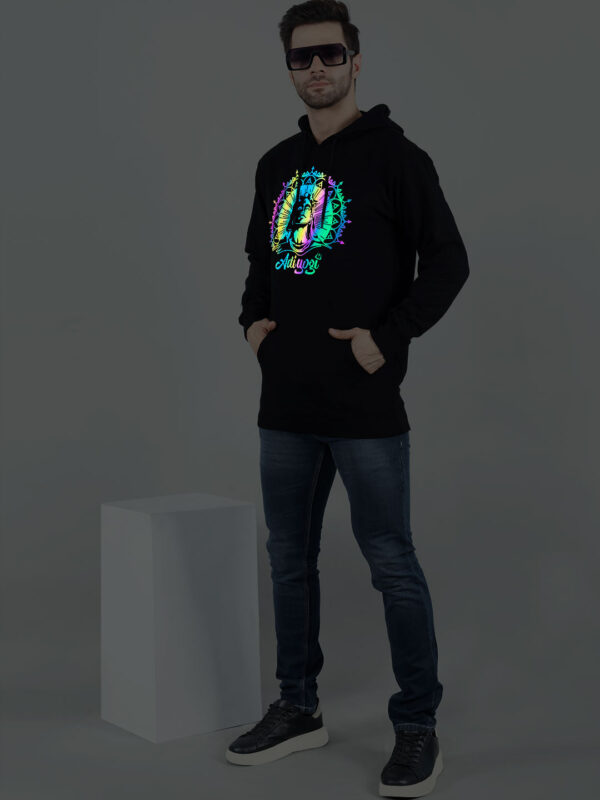 Adiyogi Rainbow Reflective Man Black Hoodie - Image 5