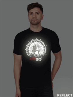 Black Cotton Adiyogi Men Reflective T-shirt