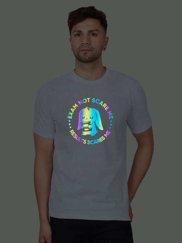 Grey Cotton Result Scares Me Men Rainbow Reflective T-shirt