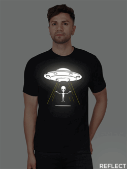 Black Cotton Alien Men Reflective T-shirt