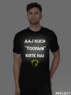 Black Cotton Aaj Kuch Toofani Karte Hai Men Reflective T-shirt