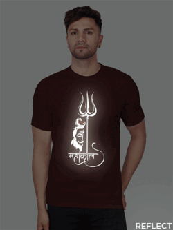 Maroon Cotton Mahakaal Reflective T-shirt
