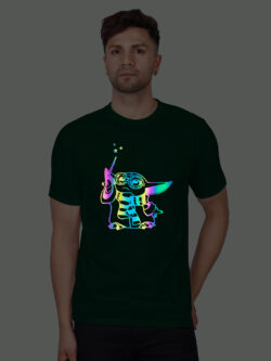 Bgreen Cotton Magician Baby Yoda Men Rainbow Reflective T-shirt