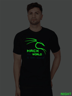 Black Cotton Hack the World Hacker Men Glow in Dark T-shirt