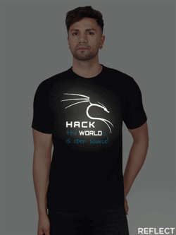 Black Cotton Hack the World Hacker Men Reflective T-shirt