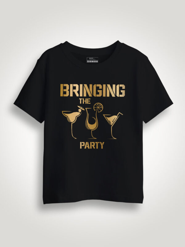 Bringing the Party Gold Printed Kids T-shirt - Image 1