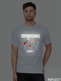 Grey Cotton Bringing the Party Men Reflective T-shirt