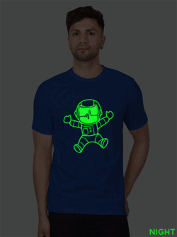 Rblue Cotton Astronaut Men Glow in Dark T-shirt
