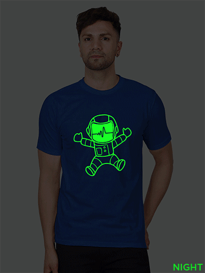 Rblue Cotton Astronaut Men Glow in Dark T-shirt