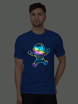Rblue Cotton Astronaut Men Rainbow Reflective T-shirt