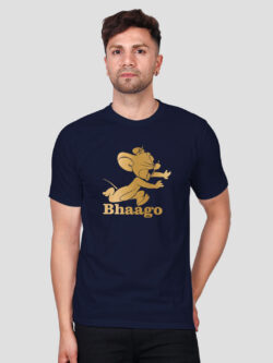 Nblue Cotton Jerry Men Gold Printed T-shirt