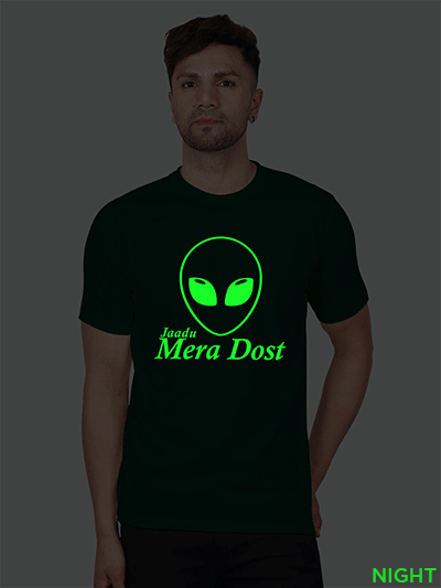 Bgreen Cotton Jaadu Mera Dost Men Glow in Dark T-shirt